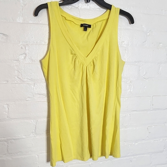 Express Yellow V-Neck Sleeveless Top - Picture 2 of 5